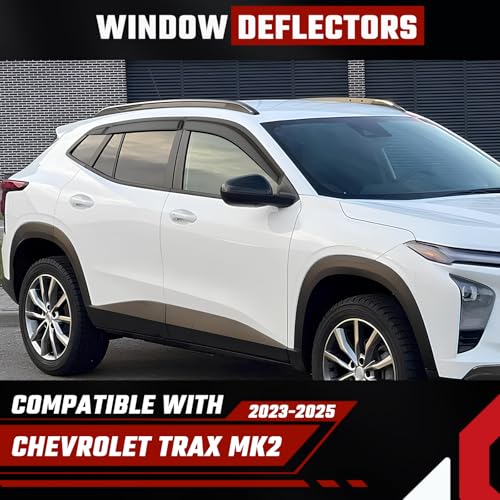 Tape-On Rain Guards Compatible with Chevrolet Trax MK2 2023+ Black Extra Durable Shatterproof Side Window Deflectors, Vent Window Visors, Wind Deflectors - 6 PCS - size: Fit for Chevrolet Trax MK2 2023+Tape On