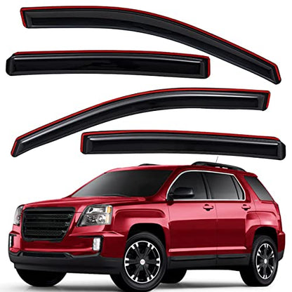 Lightronic Extra Durable Clip-on in-Channel Auto Vent Window Visor, Fits 2010-2017 GMC Terrain, UV Protection Rain Guard, Original Wind Deflector, No-Drill Easy Install, Dark Smoke, 4-Pcs - size: In-channel
