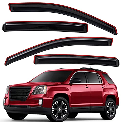 Lightronic Extra Durable Clip-on in-Channel Auto Vent Window Visor, Fits 2010-2017 GMC Terrain, UV Protection Rain Guard, Original Wind Deflector, No-Drill Easy Install, Dark Smoke, 4-Pcs - size: In-channel