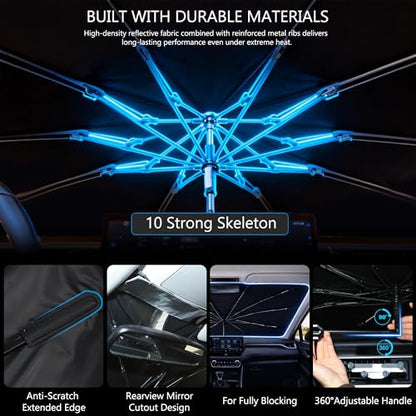 2026 Upgraded Car Windshield Sun Shade Umbrella - Custom-Fit for BMW X5 2019-2026 Umbrella Sunshade,Easy Install,UV Protection & Heat Reflective,Keep Interior Cooler with Storage Bag - size: For BMW X5 2019-2026