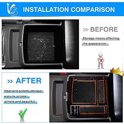 Autorder Center Console Organizer for 2022-2026 Kia Carnival KA4 MPV Accessories Armrest Storage Box Secondary Insert Tray with Orange/Black Silicone Pad - size: 2022-2026 Kia Carnival KA4 MPV