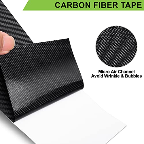 Spurtar Carbon Fiber Wrap Black Vinyl Wrap for Cars, 3 Inch x 20 ft Universal Chrome Delete Dry Carbon Fiber Tape Door Edge Guards Vehicle Detailing Tape Overlay Vinyl Paper Car Exterior Accessories - size: 3 Inch x 20 ft