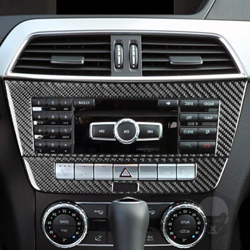 NVCNX Carbon Fiber Compatible with Mercedes-Benz C-Class W204 C250 C300 C350 C63 AMG 2012 2013 2014 Sedan / 2012-2015 Coupe Accessories Car Dash CD Radio Panel Cover Sticker Decal Interior Trim B 2PCs - color: Dash Infotainment System Panel Trim B - for 2