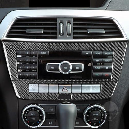 NVCNX Carbon Fiber Compatible with Mercedes-Benz C-Class W204 C250 C300 C350 C63 AMG 2012 2013 2014 Sedan / 2012-2015 Coupe Accessories Car Dash CD Radio Panel Cover Sticker Decal Interior Trim B 2PCs - color: Dash Infotainment System Panel Trim B - for 2