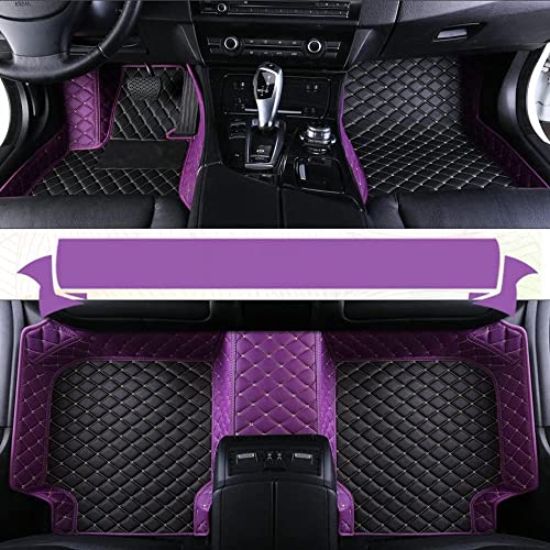 Custom Floor Mats for Cars，Luxury Full Coverage All Weather Car Floor Mats，Leather Car Mat Set ， Floor Mats for 99% of Cars, Trucks & SUVs (Border Purple, Middle Black Rice) - color: Border Purple, Middle Black Rice