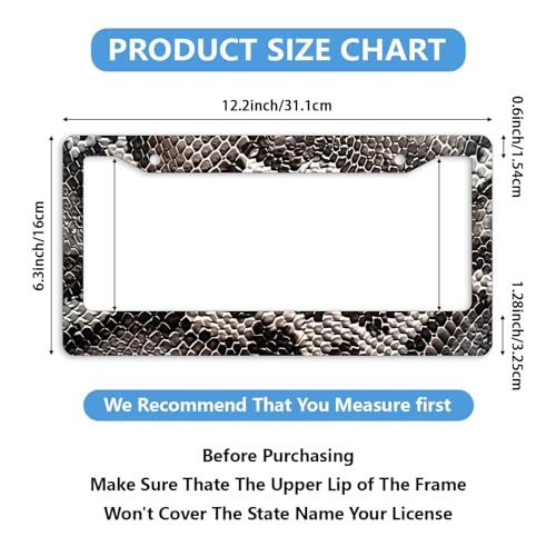 Snake License Plate Frame Abstract Animal Snake Car Front License Plate Personalise Stainless Steel Funny Design Compatible with Standard License Plate Holder for USA and Canada 12.2" X 6.2" - color: Snake_30