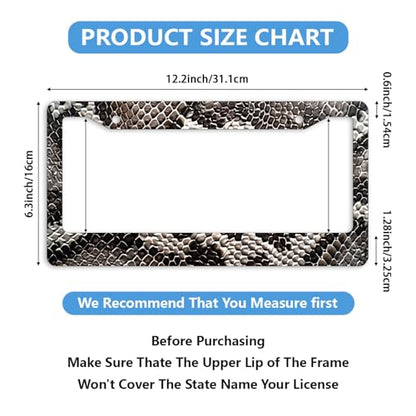 Snake License Plate Frame Abstract Animal Snake Car Front License Plate Personalise Stainless Steel Funny Design Compatible with Standard License Plate Holder for USA and Canada 12.2" X 6.2" - color: Snake_30
