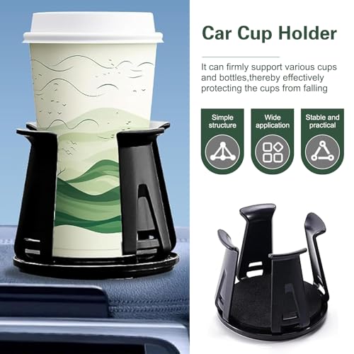 2PCS Car Cup Holder Insert, Upgraded Adaptive Clamping Arm Auto Cup Holder Expander, Adjustable Anti-Shake Car Drink Holder Insert, Anti-Slip Self-Adhesive Bottle Locking Expander Accessory
