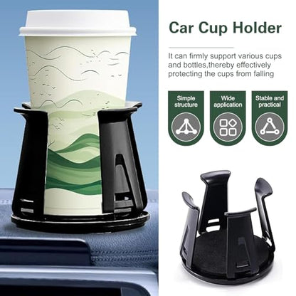 2PCS Car Cup Holder Insert, Upgraded Adaptive Clamping Arm Auto Cup Holder Expander, Adjustable Anti-Shake Car Drink Holder Insert, Anti-Slip Self-Adhesive Bottle Locking Expander Accessory