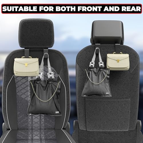 BFXM 2Pcs Car Seat Headrest Hooks, Back Seat Purse Leather Hanger Holder Hook, Magnetic Storage Organizer for Purses Handbag Grocery Bags Coats - color: 2pcs black blue line