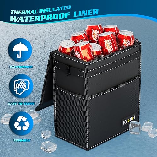 K KNODEL Car Trash Can, Waterproof Garbage Can, Trash Bag with Lid, Leak-Proof Car Bin, Trash Hanging Bag for SUV (Large, Black) - color: Black, size: Large