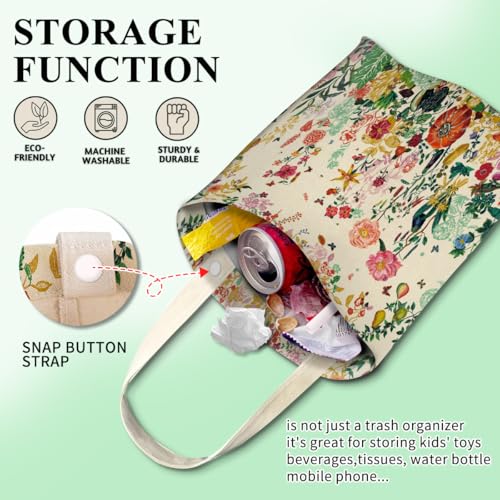 Car Trash Can, Boho Chic Style, Cute Car Organizer, 6L Capacity, Colorful Boho Flowers - color: Colorful Boho Flowers