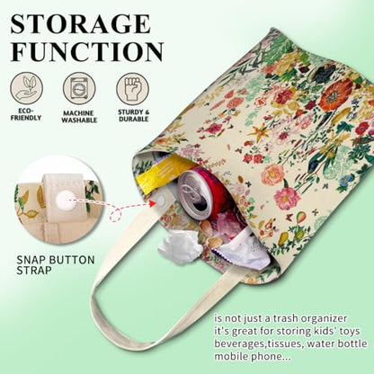 Car Trash Can, Boho Chic Style, Cute Car Organizer, 6L Capacity, Colorful Boho Flowers - color: Colorful Boho Flowers