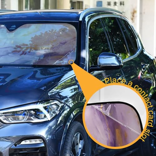 Windshield Sun Shade Purple Gold Marble Front Window Block UV Shades Visor Reflective Retractable for Car SUV Trucks - color: F020