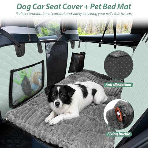 Dog Car Seat Cover Set for Back Seat, Back Seat Cover + Pet Bed Mat Perfect with Mesh Window, Hammock 600D Heavy Duty Scratch Proof Nonslip Durable Soft Back Seat Covers for Cars Trucks and SUVs - color: Grey