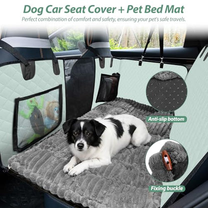 Dog Car Seat Cover Set for Back Seat, Back Seat Cover + Pet Bed Mat Perfect with Mesh Window, Hammock 600D Heavy Duty Scratch Proof Nonslip Durable Soft Back Seat Covers for Cars Trucks and SUVs - color: Grey