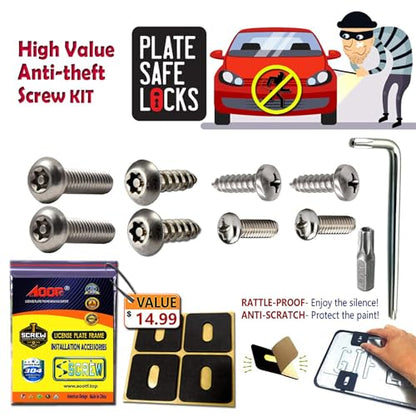 Aootf Carbon Fiber License Plate Frame - Stainless Steel License Plate Cover Handmade Covering 100% Real Carbon Fiber | Stainless Steel Tamper Proof Screws, Caps, 2 Hole Gloss Slim Frame-1 Pack - style: 1 Pack-Slim Edge 2 Hole