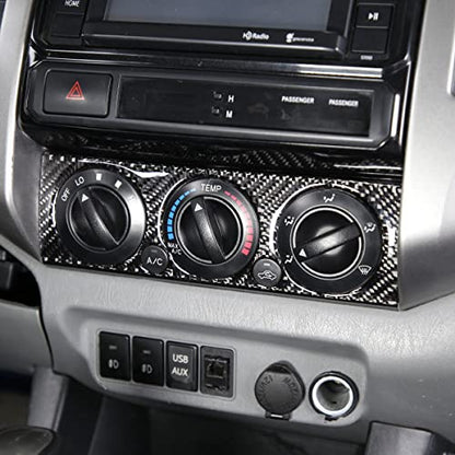 Soft Carbon Fiber Car Center Control Air Conditioning Adjustable Trim Sequins Stickers Trim Fit For Toyota Tacoma 2006 2007 2008 2009 2010 2011 2012 2013 2014 2015 (Black Carbon Fiber) - color: Black Carbon Fiber