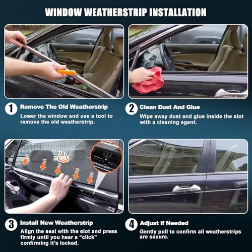 Window Molding Trim Seal for Honda CR-V 2007-2011 Accessories, Outer Door Black Rubber Weather Stripping Belt, Replacement 72410-SWA-A01 (4PCS) - size: 2007-2011 Honda CRV