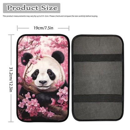 Dreaweet Car Armrest Cover Cherry Blossoms Panda Car Accessories Center Console Cover Replacement,Universal Armrest Cover for Car Center Console for Truck Sedan SUV - color: Cherry Blossoms Panda