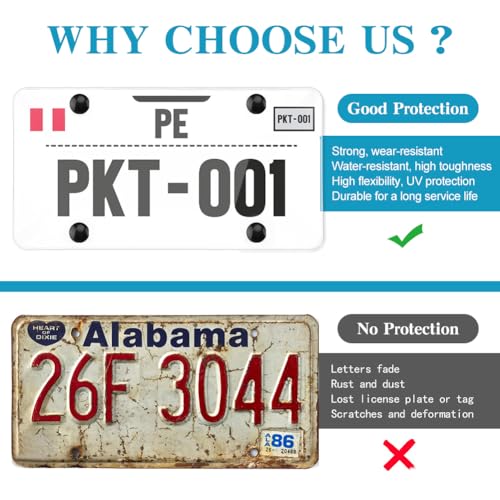 Clear License Plate Covers, 2 Pack Unbreakable Car Tag Frame Protector with Screws Caps and Rattle Proof Pads, Standard US Plates Protective Shield(Style:Frameless) - style: Frameless