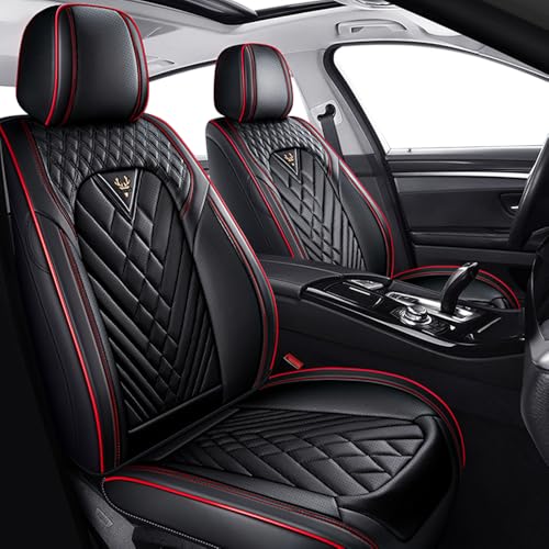 Car Seat Covers for Honda Pilot 2003-2026, Full Coverage 360° Protection, Waterproof Nappa Leather, Anti-Slip & Lumbar Support Seat Covers Front Set (2 Seats,Black-Red) - color: Black-Red (2 seat), size: Honda Pilot 2003-2026