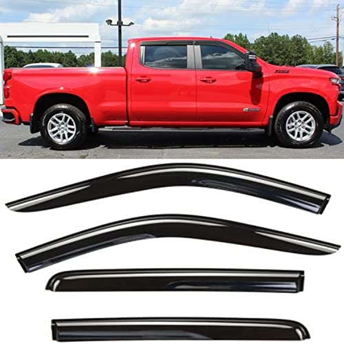 2019-2025 Window Visors Rain Guards for Chevrolet Silverado GMC Sierra 1500 Crew Cab Side Window Deflectors Vent Visor Sun Shades Truck Accessories 4pcs Smoke - size: for Silverado/Sierra 1500 Crew Cab 2019-2024