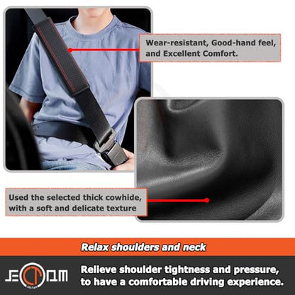 Car Seat Belt Cover Pads, Leather Seat Belt Cover, Universal Car Seat Belt Shoulder Strap Covers, Breathable Leather Soft Harness Pad Protect Your Neck and Shoulder, 2 PCS (Diamond-Black) - color: Diamond-Black
