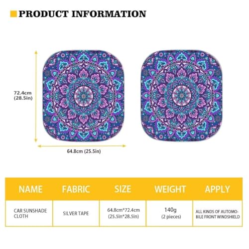 Universal 2 Pack Car Front Windshield Sun Shade Mandala Lotus Design Decoratives Sun Shield Blocks UV Rays Keep Your Vehicle Cool Blue - color: Blue Mandala Lotus