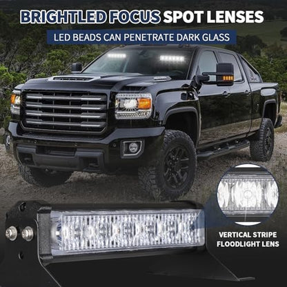 4X 6.1 inch Emergency Strobe Lights White 24 LED Hazard Warning Flashing Safety Dash Front/Rear/Side Windshield Deck Split Lights for Construction Vehicles Tow/Plow Work Trucks - color: White