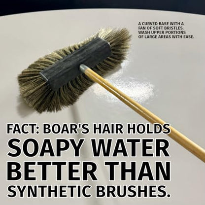 Montana Original Tri-Angle Boar’s Hair Car Wash Brush | Soft, Scratch-Free Cleaning | Telescopic Handle for Large Vehicles | MB-1800-H