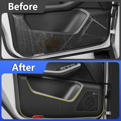 Car Door Anti Kick Pad for Porsche Macan 2015 2016 2017 2018 2019 2020 2021 2022 2023 2024 Accessories Carbon Fiber Style Leather Sticker Door Sill Protector Cover Edge Guard Side Mat Interior Dirty