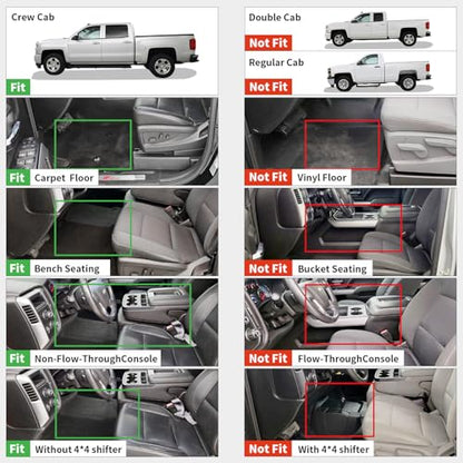 LASFIT Floor Mats 2014-2018 for Chevy Silverado/GMC Sierra 1500, 2015-2019 2500HD 3500HD, Crew Cab Only/Bench Seat, All Weather TPE Custom Fit Car Floor Liners, with Carpet Floor Only - size: Crew Cab/Bench Seat 2014-2018