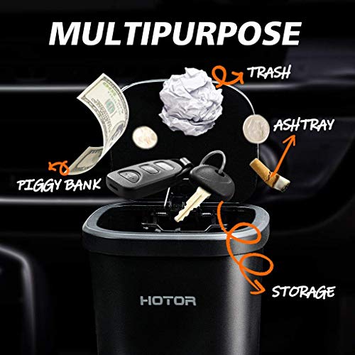 HOTOR Car Trash Can, Car Trash Cup with 30 Additional Trash Bags for Exclusive Using, Multipurpose Trash Can for Car, Office & Home to Meet Various Needs - 2 Packs, Black