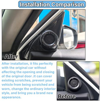 Car A Pillar Speaker Cover Compatible with Honda Civic Accessories 10th Gen 2016 2017 2018 2019 2020 2021ABS Carbon Fiber Style Interior (2 PCS) - color: A Pillar Speaker Cover