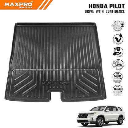 Premium MAXPRO Cargo Mat for 2023-2025 Honda Pilot All Weather Waterproof TPE Cargo Liner Custom Fit Trunk Mat Automotive Floor Mats Honda Pilot Accessories Car Mats Full Set SUV Interior Protection - size: Cargo Liner (4th Row)
