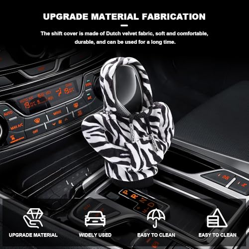 Universal Hoodie Car Gear Shift Cover, Funny Shifter Hoodie, Most Car Gear Shift Levers - color: Zebra, size: 1 Piece