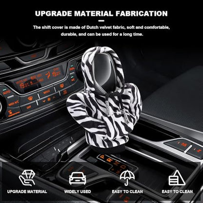 Universal Hoodie Car Gear Shift Cover, Funny Shifter Hoodie, Most Car Gear Shift Levers - color: Zebra, size: 1 Piece
