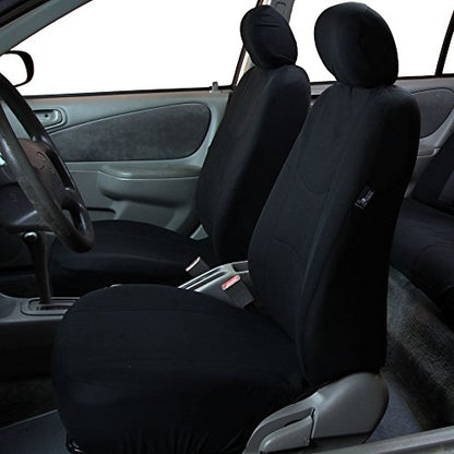 FH Group Car Seat Covers Full Set Cloth - Universal Fit Automotive Seat Covers, Low Back Front Seat Covers, Solid Back Seat Cover, Washable Car Seat Cover For SUV, Sedan And Van Black - color: Black, style: Seat Cover Full Set