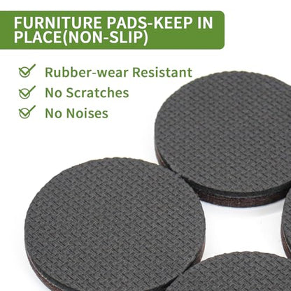 Non Slip Furniture Pads 32 PCS 2'' Round - Anti Slip Furniture Pads - Self Adhesive Rubber Feet Furniture Feet - Chair Leg Floor Protectors - Keep Furniture in Place - size: Round 2 inch 32PACK