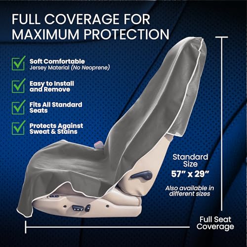 Dri Seats Waterproof Car Seat Cover – Premium Sweat Towel with Slip Resistant Backing for Front Seats in Cars, Trucks, SUVs – Universal Seat Covers & Liner, Easy Install (Gray, Large) - color: Gray, size: Large