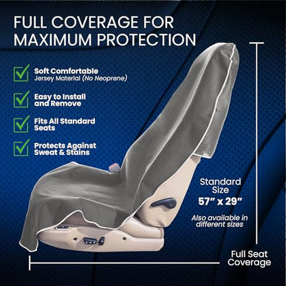 Dri Seats Waterproof Car Seat Cover – Premium Sweat Towel with Slip Resistant Backing for Front Seats in Cars, Trucks, SUVs – Universal Seat Covers & Liner, Easy Install (Gray, Extra Large) - color: Gray, size: Extra Large