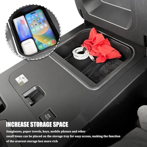 Center Console Cool Box Organizer, Armrest Storage Box Insert, Plastic Center Console Cooler Storage Box, Center Console Armrest Storage Box Tray for Toyota Land Cruiser Prado 250/ Lexus GX 550