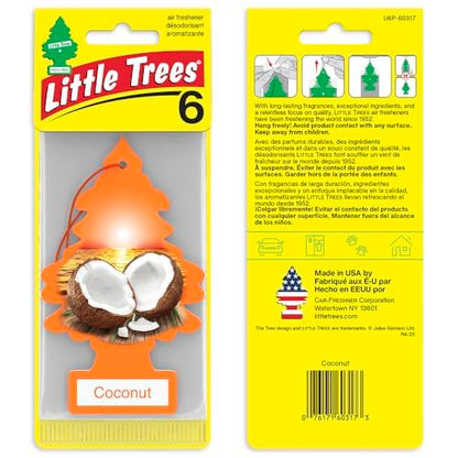 LITTLE TREES Car Air Freshener | Hanging Tree Provides Long Lasting Scent for Auto and Home | 24 Air Fresheners |Coconut - color: Coconut