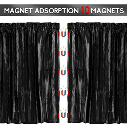 ZATOOTO Car Curtains - Divider Privacy Window Sun Shade - Side Windshield Magnetic Sunshades Covers - Travel Removable Simple - color: Black Faux Silk Louvered–Divider 1PC