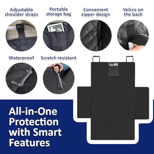 Zoyan&Co Waterproof SUV Cargo Liner for Dogs, Heavy Duty Oxford Fabric Pet Cargo Cover with Bumper Flap Protector, Non-Slip Scratchproof Dog Seat Mat for SUVs, Sedans, Universal Fit