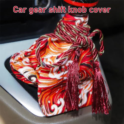 Car Shift Boot Cover, Stitch Ancient Japanese Antiquity Element Shift Knob Boot, Japanese Style Shifter Shift Knob Dust Cover, Universal Car Accessories (Wave Red) - color: Wave Red