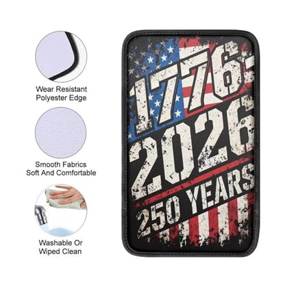 Dreaweet 1776-2026 250 Years Flag Print Arm Rest Cover for Car Soft Scratch-Proof Center Console Cover Pad Universal Armrest Cover for SUV Truck Sedan - color: 1776-2026 250 Years