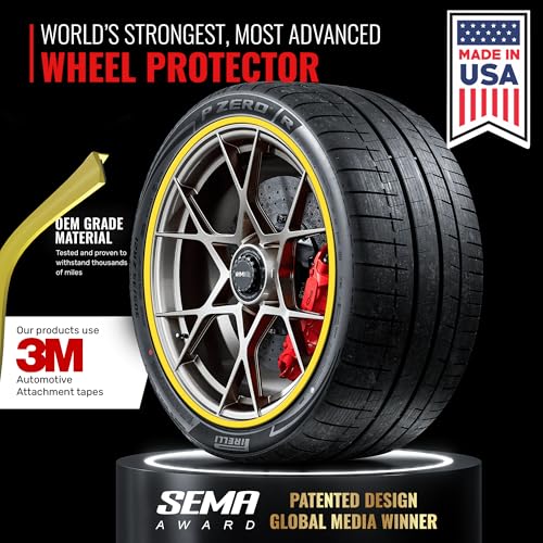 RIMiQ PROTECTiQ PRO Universal Rim Protection Trim - Curb Rash Guard with Award-Winning 3/8" Patented Design and Premium 3M Tape - Fits Up to 4X 24 Wheels, Cars, Trucks, SUVs - Yellow - color: Yellow, size: Protectiq Pro