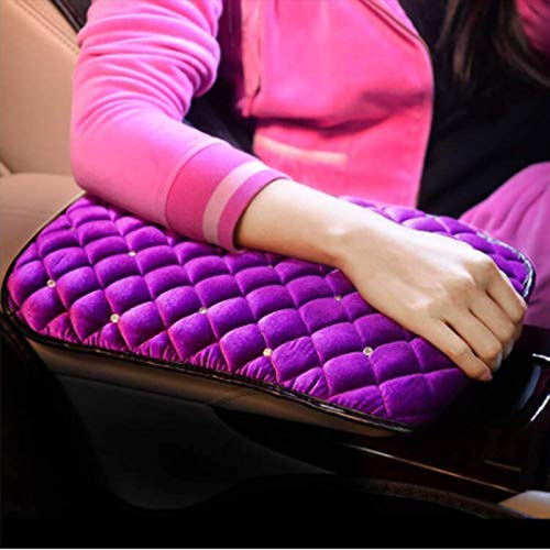 Bling Bling Car Armrest Cover Auto Center Console Protective Cover Luster Crystal Rhinestone Car Arm Rest Cushion Pad Car Interior Accessory (Purple 2) - color: Purple 2